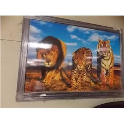 FRAMED PRINT ON BOARD "WILD CATS