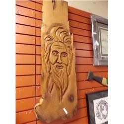 UNIQUE CHAINSAW CARVING - WALL MOUNT TREE SPIRIT - 40" TALL  X 13.5 X 1"