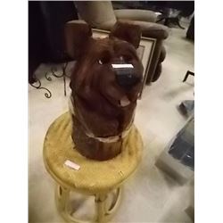 UNIQUE CHAINSAW CARVING - BEAR IN STUMP
