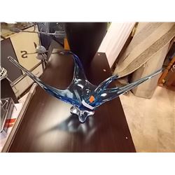 BLUE BLOWN GLASS RETRO CANDY DISH