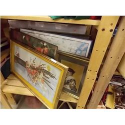 SHELF LOT OF PICTURES