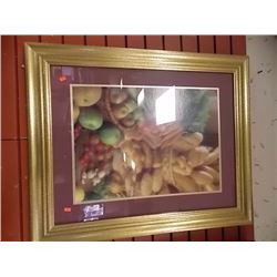 LARGE GOLD FRAMED PICTURE - STILL LIFE - FRUIT