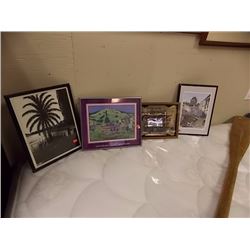 FRAMED PICTURES - 4 TTL - COLA, PALM TREE AND OTHERS