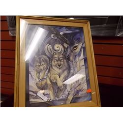 FRAMED PICTURE - WOLF - SIGNED