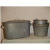 Image 1 : 4 Pieces Galvanized Metal 3 Pails And Boiler