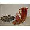 Image 1 : 4 Different Pieces Carnival Glass Pitcher ,Bowls Etc.