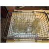 Image 1 : Wire Basket With 6 Assorted Milk Bottles - One Cracked