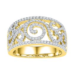 0.63 CTW Natural Diamond Swirl Filigree Band 10K Yellow Gold