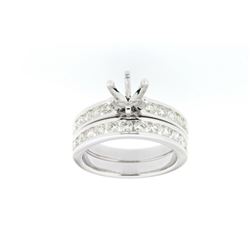 14K White Gold 1.21CTW Diamond Wedding Ring Set - REF-205H2W