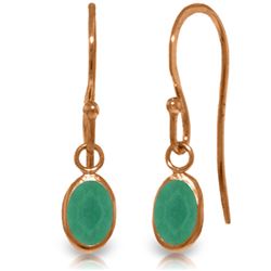 Genuine 1 ctw Emerald Earrings Jewelry 14KT Rose Gold - REF-19T3A