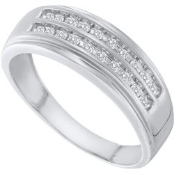 0.25 CTW Mens Natural Diamond 2-row Anniversary Band 10K White Gold