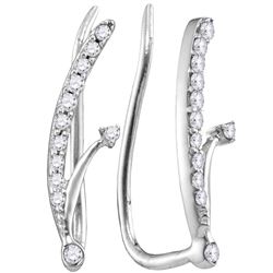 0.1 CTW Natural Diamond Curved Climber Earrings 10K White Gold