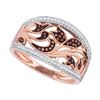 Image 1 : 0.25 CTW Red Colored Diamond Milgrain Floral Band 10K Rose Gold