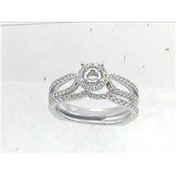 14K White Gold 0.53CTW Diamond Wedding Ring Set - REF-72N4A