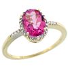 Image 1 : Natural 1.2 ctw Pink-topaz & Diamond Engagement Ring 14K Yellow Gold - REF-23A2V
