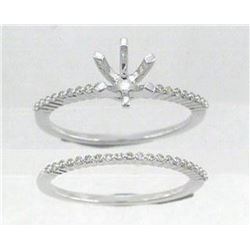 14K White Gold 0.23CTW Diamond Wedding Ring Set - REF-40X8Y