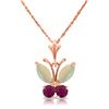 Image 1 : Genuine 0.70 ctw Opal & Ruby Necklace Jewelry 14KT Rose Gold - REF-25Z3N