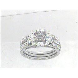 14K White Gold 0.97CTW Diamond Wedding Ring Set - REF-129A9N