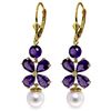 Image 1 : Genuine 6.28 ctw Amethyst & Pearl Earrings Jewelry 14KT Yellow Gold - REF-49A8K