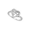 Image 1 : 0.12 CTW Natural Diamond Triple Heart Love Ring 10K White Gold