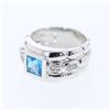 Image 1 : Princess cut Topaz Bezel-set Diamond Ring in 18K White Gold - REF-93A6N
