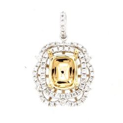 14K TwoTone Gold 0.59CTW SemiMount Slider w/Chain - REF-87W5H