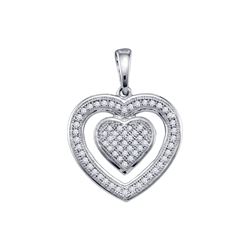 0.2 CTW Natural Diamond Micropave-set Heart Love Charm Pendant 10K White Gold