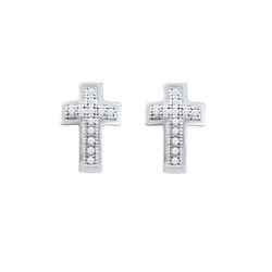 0.1 CTW Natural Diamond Cross Earrings 10K White Gold