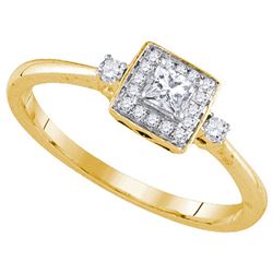 0.25 CTW Princess Natural Diamond Solitaire Bridal Engagement Ring 14K Yellow Gold
