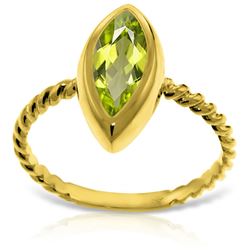 Genuine 2 ctw Peridot Ring Jewelry 14KT Yellow Gold - REF-39N3R