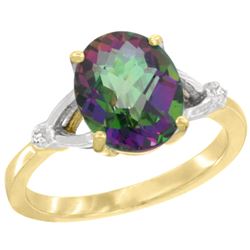 Natural 2.41 ctw Mystic-topaz & Diamond Engagement Ring 10K Yellow Gold - REF-24V6F