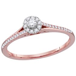 0.21 CTW Natural Diamond Solitaire Bridal Engagement Ring 10K Rose Gold
