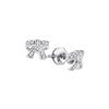 Image 1 : 0.1 CTW Natural Diamond Ribbon Bow Cluster Screwback Earrings 10K White Gold