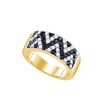 Image 1 : 1 CTW Black Colored Diamond Chevron Band 10K Yellow Gold