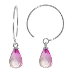 Genuine 1.35 ctw Pink Topaz Earrings Jewelry 14KT White Gold - REF-13M7T