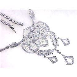 14K White Gold 1.59CTW Diamond Necklace - REF-377H9W