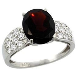 Natural 2.75 ctw garnet & Diamond Engagement Ring 14K White Gold - REF-61A4V