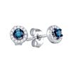 Image 1 : 0.2 CTW Blue Colored Diamond Stud Earrings 10K White Gold
