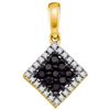 Image 1 : 0.3 CTW Black Colored Diamond Square Cluster Pendant 10K Yellow Gold