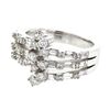 Image 1 : Baguette & Round 3-way Split Shank Diamond Ring in 18K White Gold - REF-205A9N