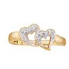 Image 1 : 0.07 CTW Natural Diamond Small Double Heart Love Fine Ring 10K Yellow Gold