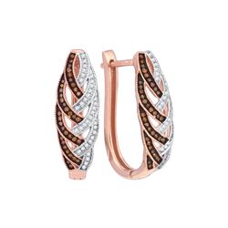 0.33 CTW Red Colored Diamond Hoop Luxury Earrings 10K Rose Gold