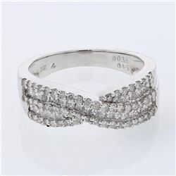 Round and Princess-cut Diamond Band in 14K White Gold - REF-125N3A