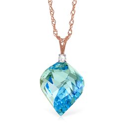 Genuine 13.95 ctw Blue Topaz & Diamond Necklace Jewelry 14KT Rose Gold - REF-48Y3F