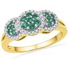 Image 1 : 0.43 CTW Lab-Created Emerald Diamond Cluster Ring 10K Yellow Gold