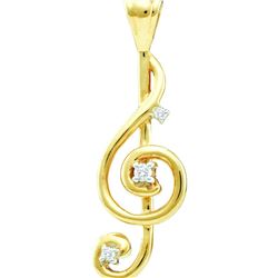 0.06 CTW Natural Diamond Treble Clef Music Note Pendant 10K Yellow Gold