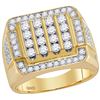 Image 1 : 2 CTW Mens Natural Diamond Square Cluster Ring 10K Yellow Gold
