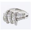 Image 1 : Baguette & Round Diamond Knot Ring in 18K White Gold - REF-235A4N