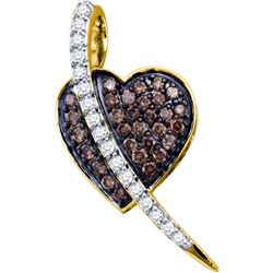 0.5 CTW Cognac-brown Colored Diamond Heart Love Pendant 10K Yellow Gold