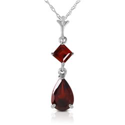 Genuine 2 ctw Garnet Necklace Jewelry 14KT White Gold - REF-24M3T